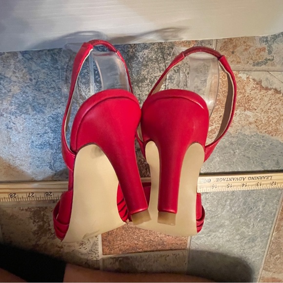 👠NWOB!! FSJ Caged Pointed Toe Sling Back Vibrant Red Patent Pumps! - Picture 9 of 11